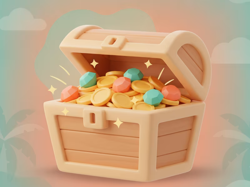 A treasure chest overflowing with virtual gold Coins